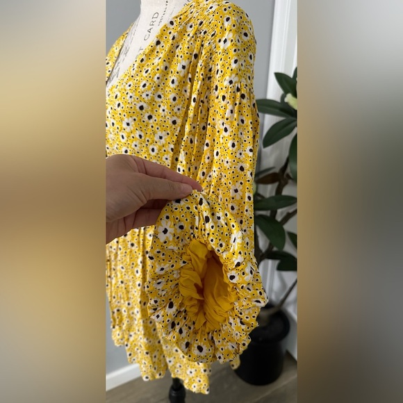 Free People Yellow Floral Wrap Blouse - Picture 7 of 10